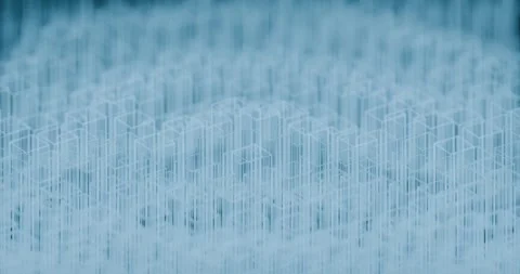 Abstract Blue Tech Background with Wireframe Cubes and Data Lines looping Stock Footage 335254918
