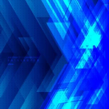 Abstract blue tech diagonal geometric background with big arrows sign digital Stock Illustration