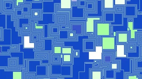 Abstract Blue Tech Geometric Square Maze Circuit Background Loop Stock Footage 336098109