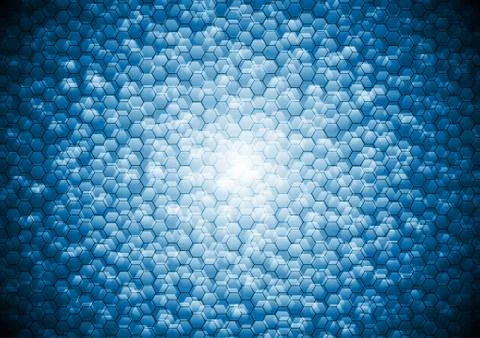 Abstract blue tech hexagons geometric background Stock Illustration