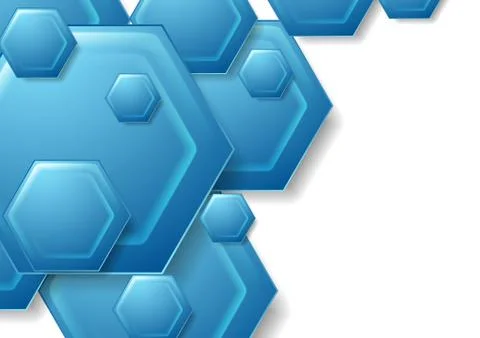 Abstract blue tech hexagons vector background Stock Illustration