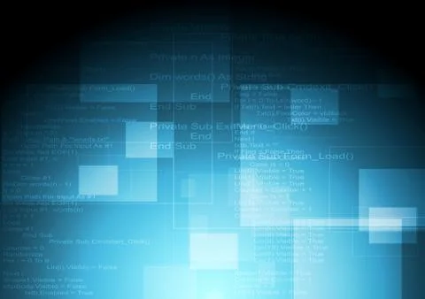 Abstract blue tech vector background with code Stock Illustration
