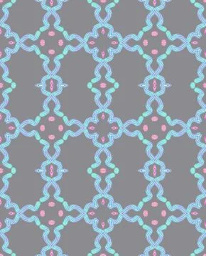 Abstract blue techno brushes on gray background illustrator seamless pattern. Stock Illustration