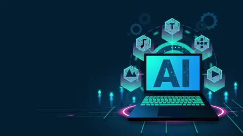 Abstract blue Technology with ai letters. animation of artificial intelligence Stock Footage 265951535
