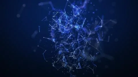 Abstract blue technology and communication background with plexus elements and Stock Illustration