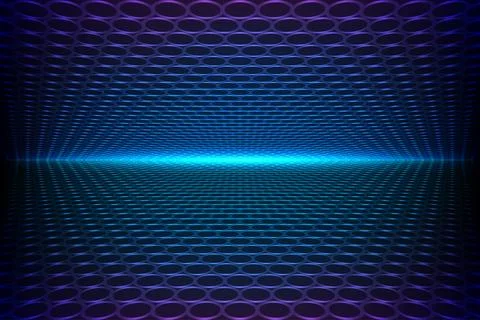Abstract blue technology background with 3D perspective glowing neon circle.. Stock Illustration