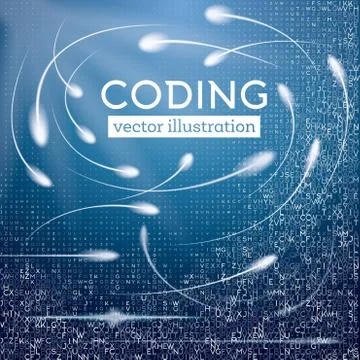 Abstract Blue Technology Background with Different Letters Stock Illustration