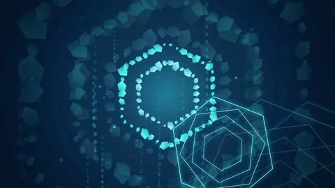 Abstract Blue Technology Background with Digital Binary Code and Geometric 動画素材 341455279