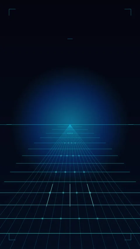 Abstract blue technology background with digital data grid and glowing light Stock Footage 346735752