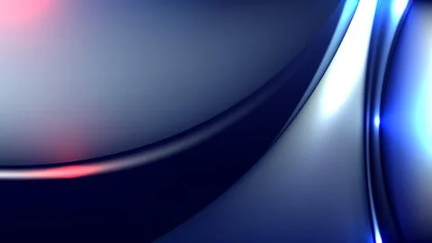 Abstract blue technology background with glowing light trails and fluid met.. Stock Illustration