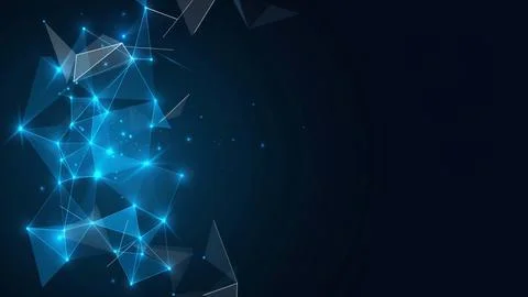 Abstract blue technology background with glowing light particles and connec.. Stock Illustration