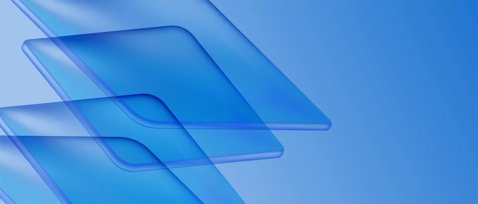 Abstract blue technology background with overlapping glass squares. Modern glass Stockillustratie