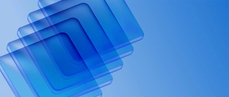 Abstract blue technology background with overlapping glass squares. Modern glass Stockillustratie