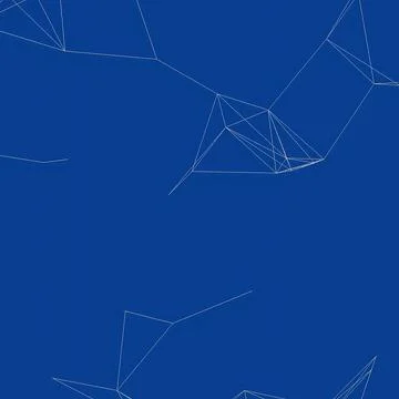 Abstract Blue Technology Background with White Geometric Lines and Network イラスト素材