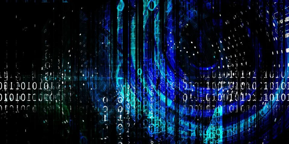 Abstract Blue Technology Binary Data Digital Backdrop 스톡 일러스트