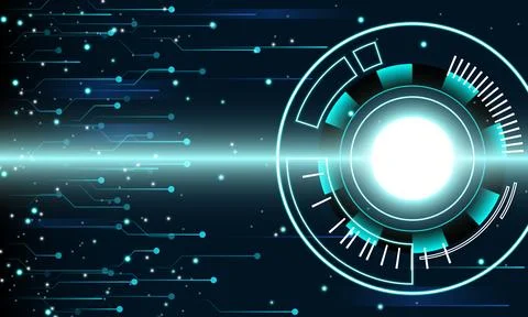 Abstract blue technology concept circuit board digital background. Illustrazione stock