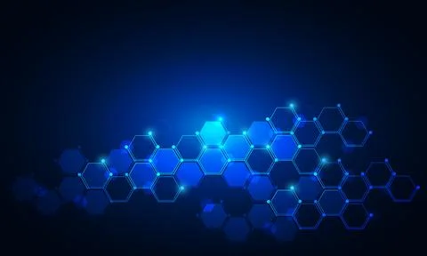 Abstract blue technology connect concept geometric hexagons pattern Stock Illustration