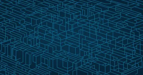 Abstract blue technology line background. Digital and science, cityscape mo.. Stockillustratie