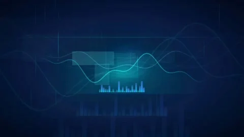 Abstract Blue Technology Motion Background with Digital Waveform Equalizer and Stock Footage 341070728