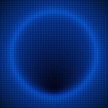 Abstract blue technology network background featuring a luminous circular f.. Illustrazione stock