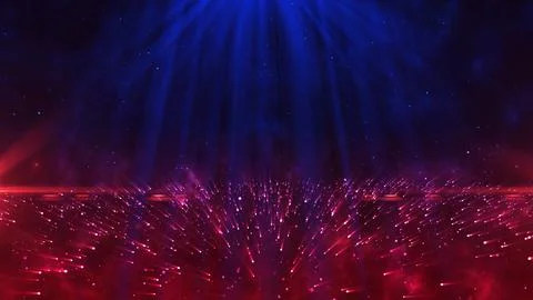 Abstract blue technology particles wave with light flare digital background Stock Photos