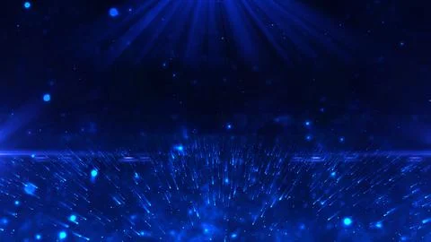 Abstract blue technology particles wave with light flare digital background Stock Photos