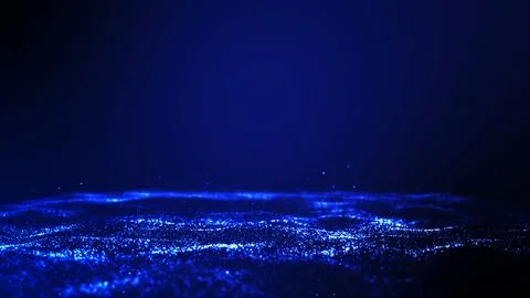 Abstract blue technology particles waving digital background Stock Photos