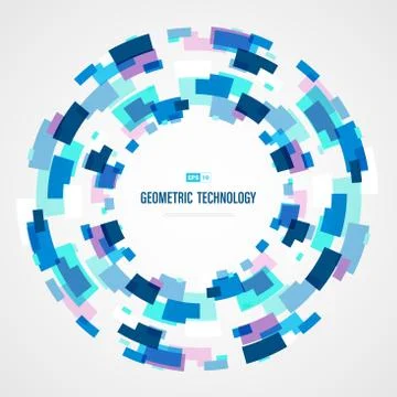 Abstract blue technology square circle color of futuristic background. Stock Illustration