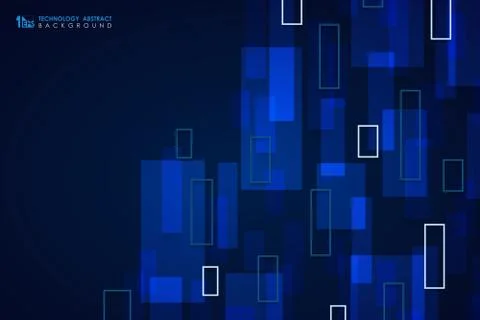 Abstract blue technology square pattern design cover background. Stock Illustration