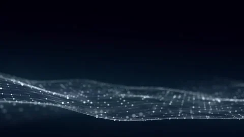 Abstract blue technology wave with dots and lines. Flow of particles. Big data. Stock Footage 310296495