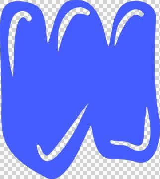 Abstract blue three-lobed form is flowing across transparent background in flat Stock Illustration