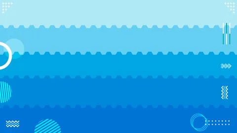 Abstract Blue Toned Waves Background With Geometric Elements And Patterns Stock Illustration