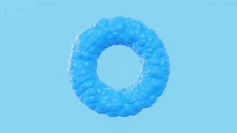 Abstract blue torus on blue light background. Polygonal torus. 3D render. Stock Footage 144061868