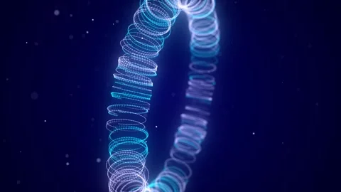 Abstract blue torus with dots and lines. 3D geometric wireframe shape. Stock-Footage 318590403