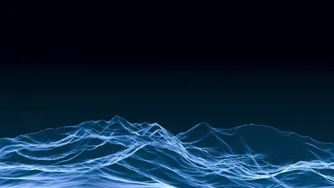 Abstract blue transparent mountain. Relief neon rock, animation. 3D render. Stock Footage 337950020