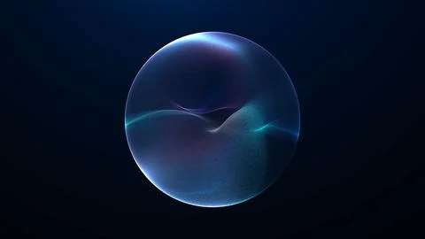 Abstract blue transparent sphere on dark background, glowing cyan and viole.. Stock Illustration