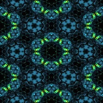 Abstract blue transparent texture with neon green lights made seamless Stock Illustration