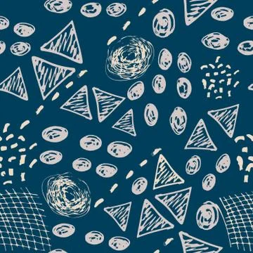 Abstract blue trend seamless pattern in vector. Modern illustration with doodle Stock Illustration