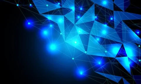 Abstract blue triangle polygon technology futuristic network connect Stock Illustration