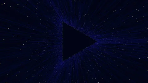 Abstract blue triangle with zigzag pattern and glowing center dot Stock Footage 289289118