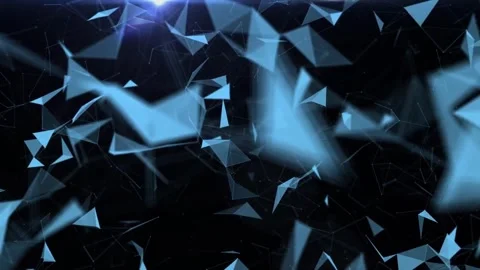 Abstract Blue Triangles and Lines in Motion on Dark Background Stock Footage 297015813