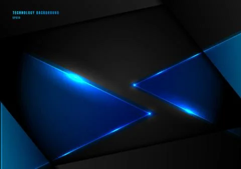Abstract blue triangles with lighting laser on black background with space fo イラスト素材