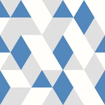Abstract blue triangles vector pattern design seamless style on white gray Stock Illustration