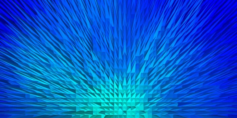 Abstract blue triangular pattern design with vibrant light burst effect Stock Illustration