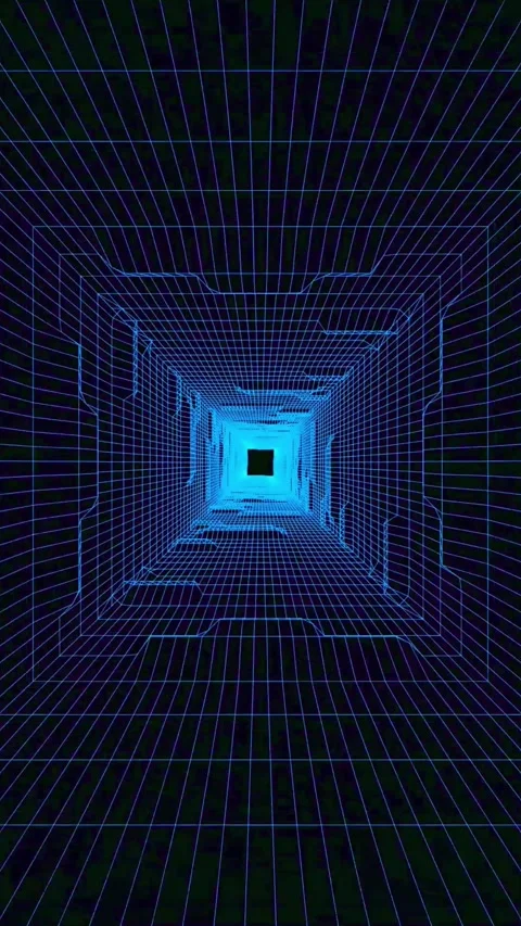 Abstract blue tunnel background with glowing digital grid motion graphic. Stock Footage 344706685