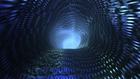Abstract blue tunnel loop with glowing woven fiber optic pattern moving dyn.. Stock Footage 327519739