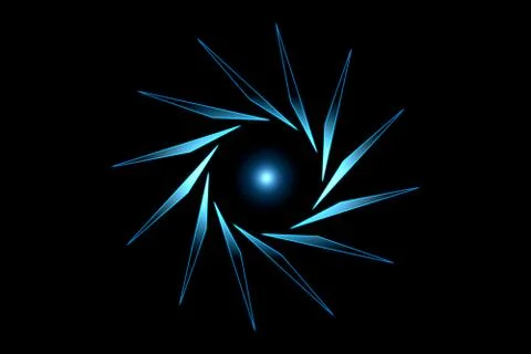 Abstract blue tunnel with wireframe triangle element on black background Stock Illustration