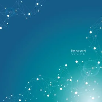 Abstract blue turquoise background with molecular pattern Stock Illustration