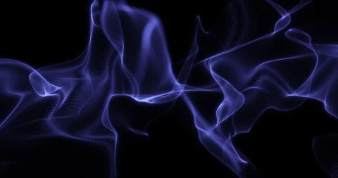 Abstract blue twisting plumes of particles on black background Video stock 262233556