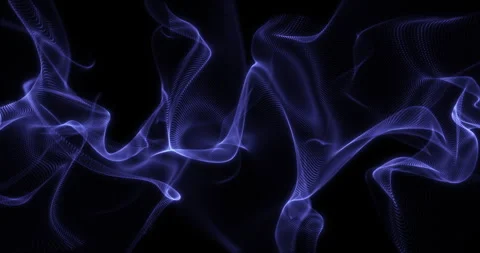 Abstract blue twisting plumes of particles on black background Stock Footage 262635617